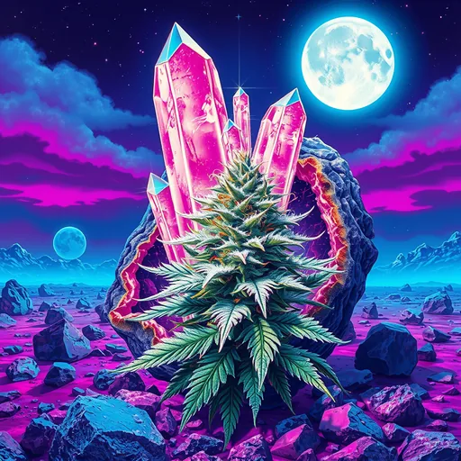 Strain art for Alien Rock Candy: an illustration, not a photo of the product