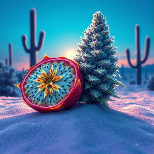 Strain art for Blue Dragon Desert Frost: an illustration, not a photo of the product