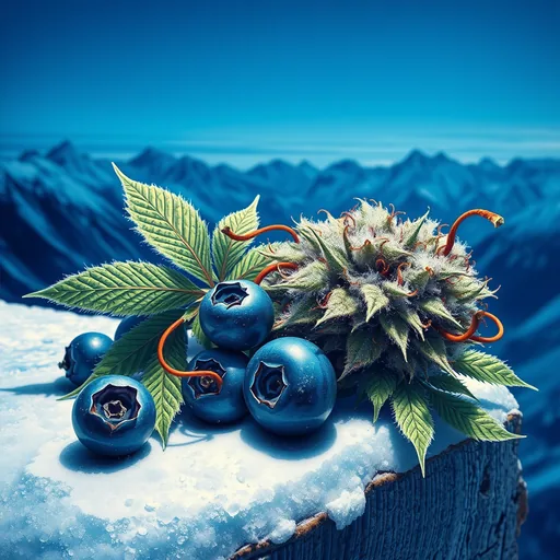 Strain art for Blueberry Kush: an illustration, not a photo of the product