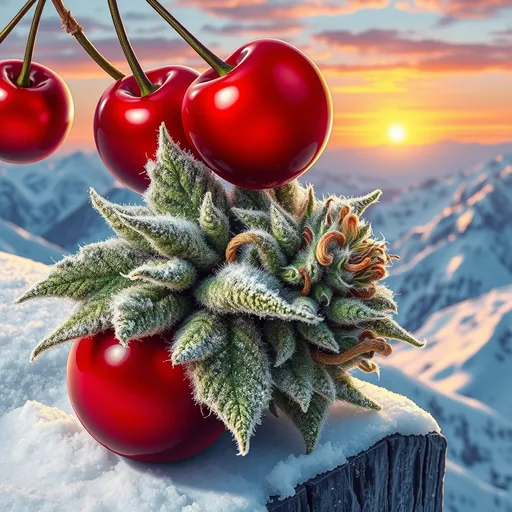 Strain art for Cherry Kush: an illustration, not a photo of the product