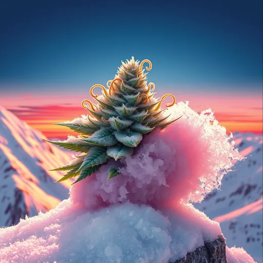 Strain art for Cotton Candy Kush: an illustration, not a photo of the product