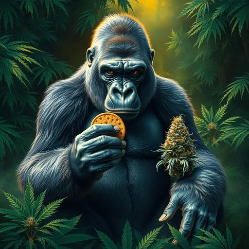 Strain art for Gorilla Cookies: an illustration, not a photo of the product