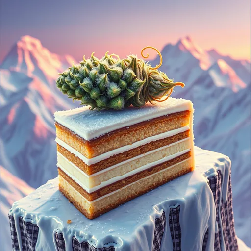 Strain art for Kush Cake: an illustration, not a photo of the product