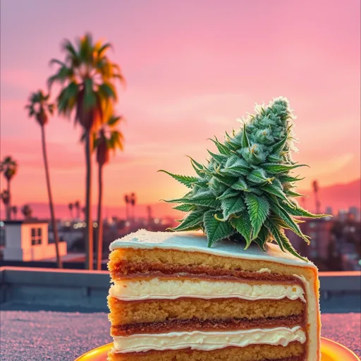Strain art for LA Kush Cake: an illustration, not a photo of the product
