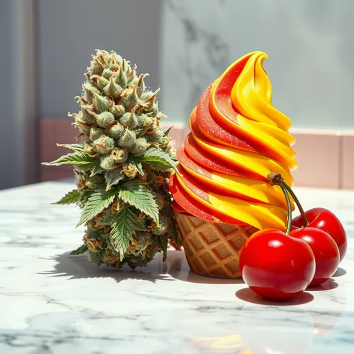 Strain art for Lemon Cherry Gelato: an illustration, not a photo of the product