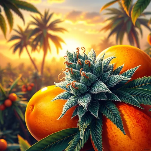 Strain art for Mango Haze: an illustration, not a photo of the product