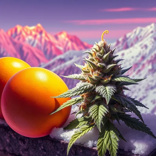 Strain art for Mango Kush: an illustration, not a photo of the product