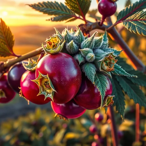 Strain art for Marionberry Kush: an illustration, not a photo of the product