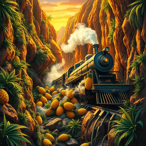 Strain art for Pineapple Trainwreck: an illustration, not a photo of the product
