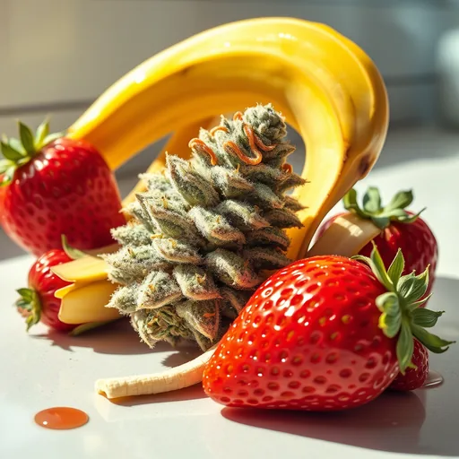 Strain art for Strawberry Banana: an illustration, not a photo of the product