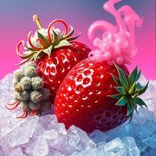 Strain art for Strawberry Cough: an illustration, not a photo of the product