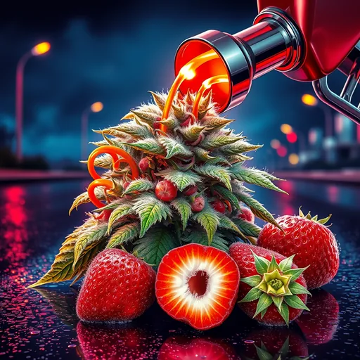 Strain art for Strawberry Diesel: an illustration, not a photo of the product