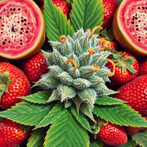 Strain art for Strawberry Guava: an illustration, not a photo of the product