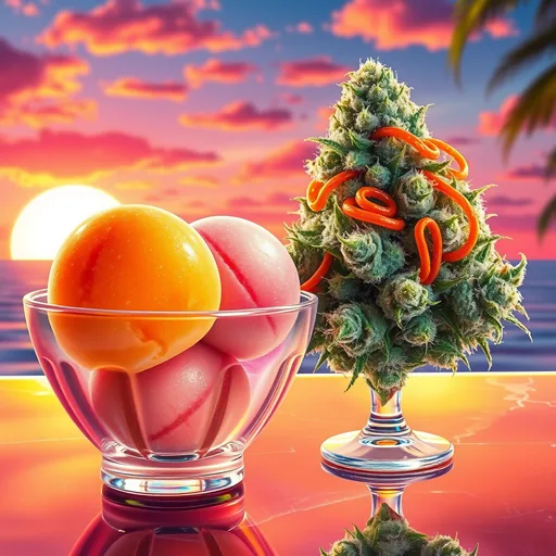 Strain art for Sunset Sherbet: an illustration, not a photo of the product