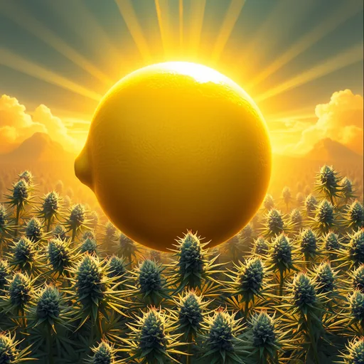 Strain art for Super Lemon Haze: an illustration, not a photo of the product
