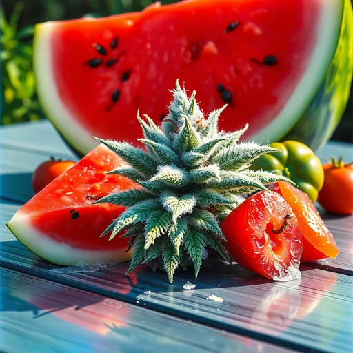 Strain art for Watermelon Zkittlez: an illustration, not a photo of the product